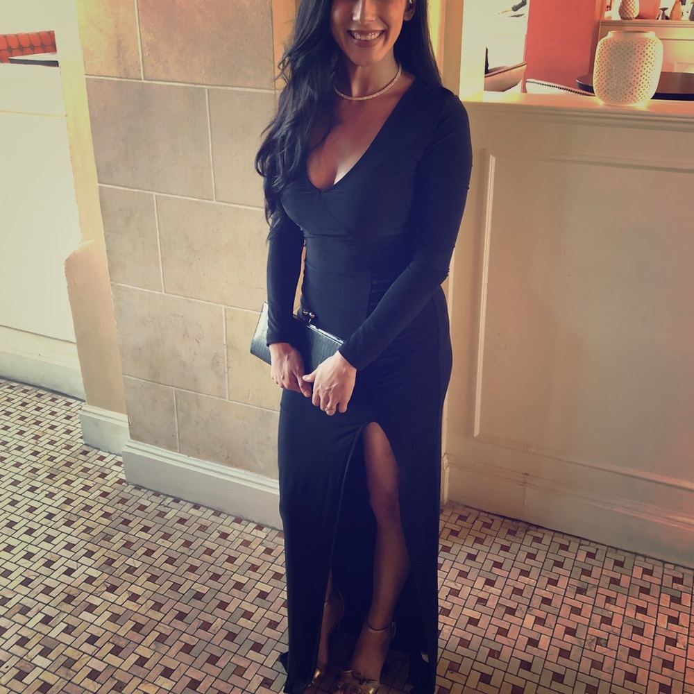 Black slit evening/cocktail dress fashion nova